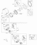 Electric Starter Flywheel Rewind Guard Diagram and Parts List for  Briggs and Stratton Engine